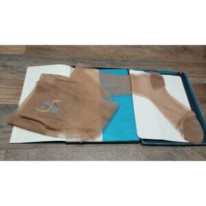 1 Pair Vintage Roman Stripe Nylon Hoisery Stockings Sz. 10B Love Light Retro